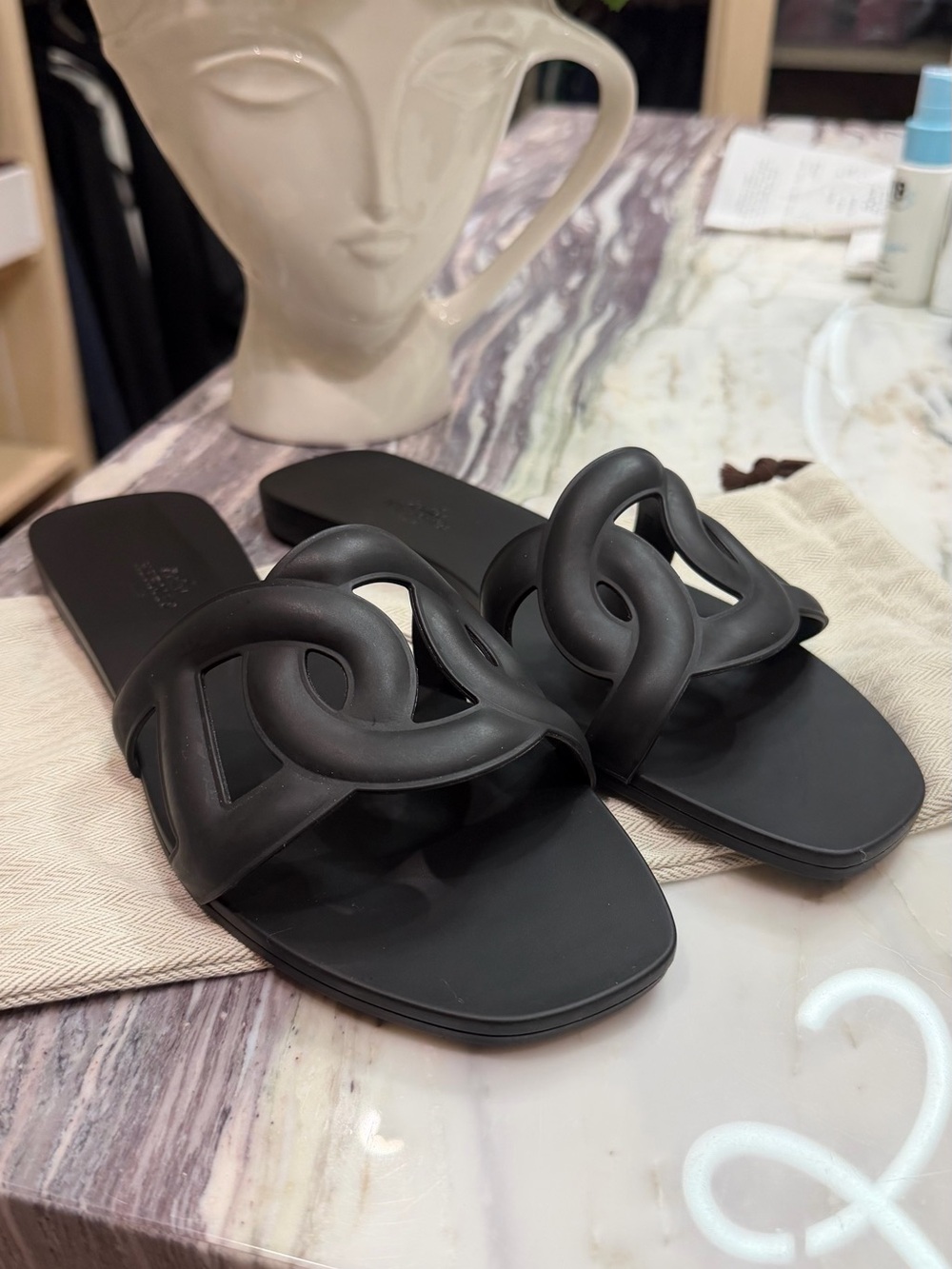 Hermes Rubber Aloha Sandals 39